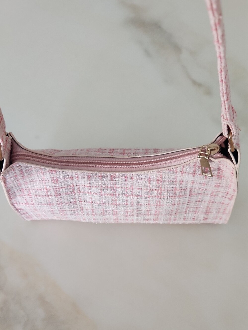 Pink Tweed Shoulder Bag with Gold Hardware - Picture 2 of 6